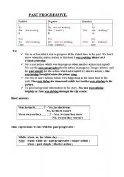 English worksheet: Past Progressive