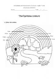 English Worksheet: the colours of the rainbow
