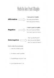 English worksheet: Pas Simple verb to be ( was)