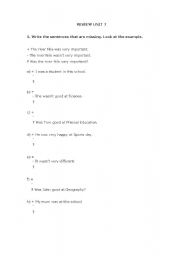 English worksheet: Was practise