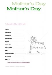 English Worksheet: Mothers day