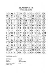 English Worksheet: Transports - wordsearch