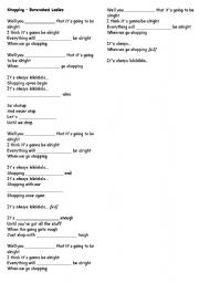 English Worksheet: Shopping - Song Activiry