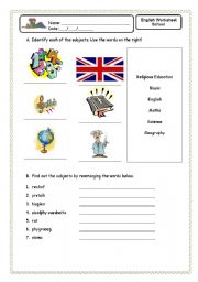 English worksheet: Testing your knowledge - School