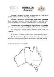 English Worksheet: Australia: Geography