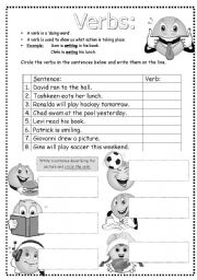 Identifying verbs in sentences.