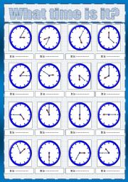 English Worksheet: telling the time****( fully editable)