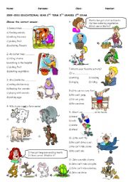 English Worksheet: exam for 5th grades