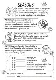 English Worksheet: SEASONS