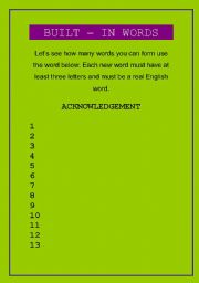 English worksheet: Vocabulary