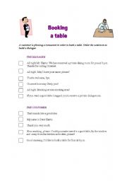 English Worksheet: Booking a table