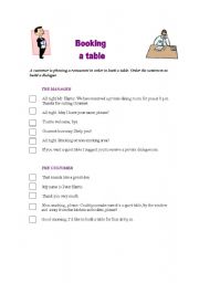 English worksheet: Booking a table