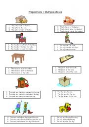 English Worksheet: Prepositions of Place  - Multiple Choice