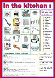 THINGS IN THE KITCHEN PICTIONARY - ESL worksheet by Katiana