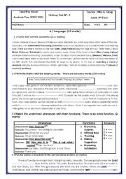 English Worksheet: ordinary test