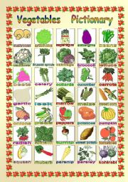 English Worksheet: Vegetables Pictionary