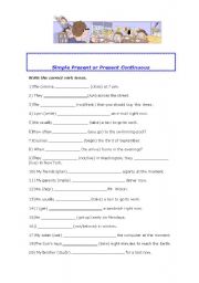 English Worksheet: Simple Present  X Present Continuous