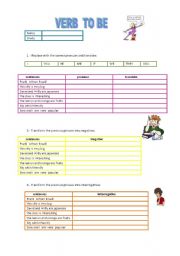 English Worksheet: verb to be