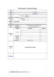 A chart helping teachers to design a task-based lesson