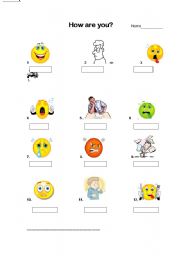 English Worksheet: expression about  feelings 