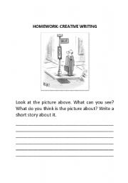 English Worksheet: creative story writing