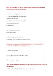 English Worksheet: Sentence stress worksheet with answers