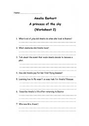 English Worksheet: Amelia Earhart