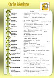 English Worksheet: Two telephone conversations - cloze