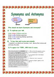 English Worksheet: Synonyms and Antonyms