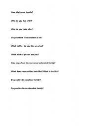 English Worksheet: Family