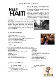 English Worksheet: We are the world_25 for Haiti