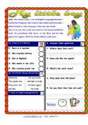 Reading comprehension Test ( Theme My little boy)