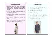 English Worksheet: HOW TO DRESS FOR A JOB INTERVIEW    (Parts 10, 11 and 12)