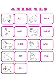 English Worksheet: Animals Dominoes