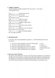 English Worksheet: how many / how much