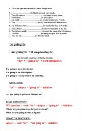 English worksheet: be going to