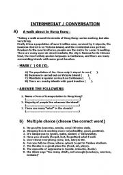 English Worksheet: intermediat/ conversation