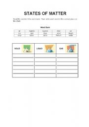 English Worksheet: States of Matter