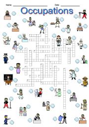 English Worksheet: Occupations Crossword