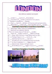 English Worksheet: London. Articles with geographical names