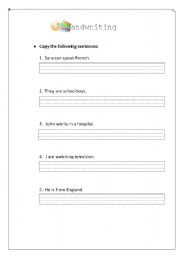 English Worksheet: Handwriting