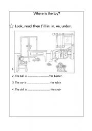 English Worksheet: where is the toy?