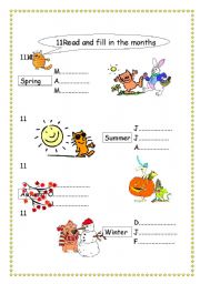 English Worksheet: seasons & months