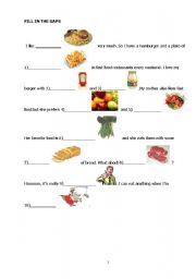 English worksheet: food