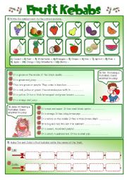 English Worksheet: Fruit Activities: Fruit Kebabs