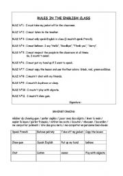 English Worksheet: rules in the english class