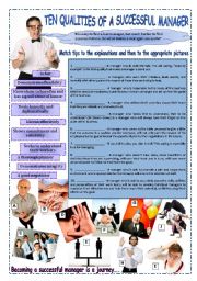 English Worksheet: TEN QUALITIES OF A SUCCESSFUL MANAGER (2 pages with answers)