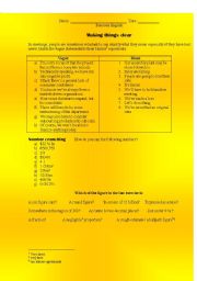 English worksheet: Making things clear - numbers / conversation