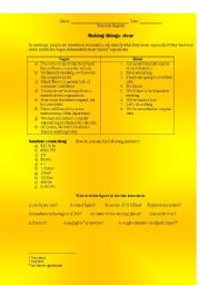 English Worksheet: Making things clear - numbers / conversation
