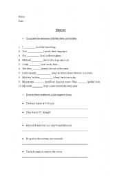 English worksheet: simple present test